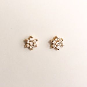 Diamond Flower Stud Earrings